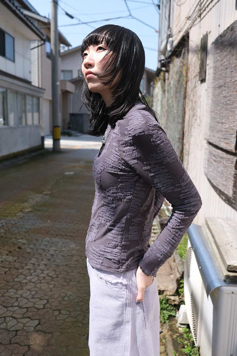 BON LONGSLEEVE / PLUM GREY JACQUARD