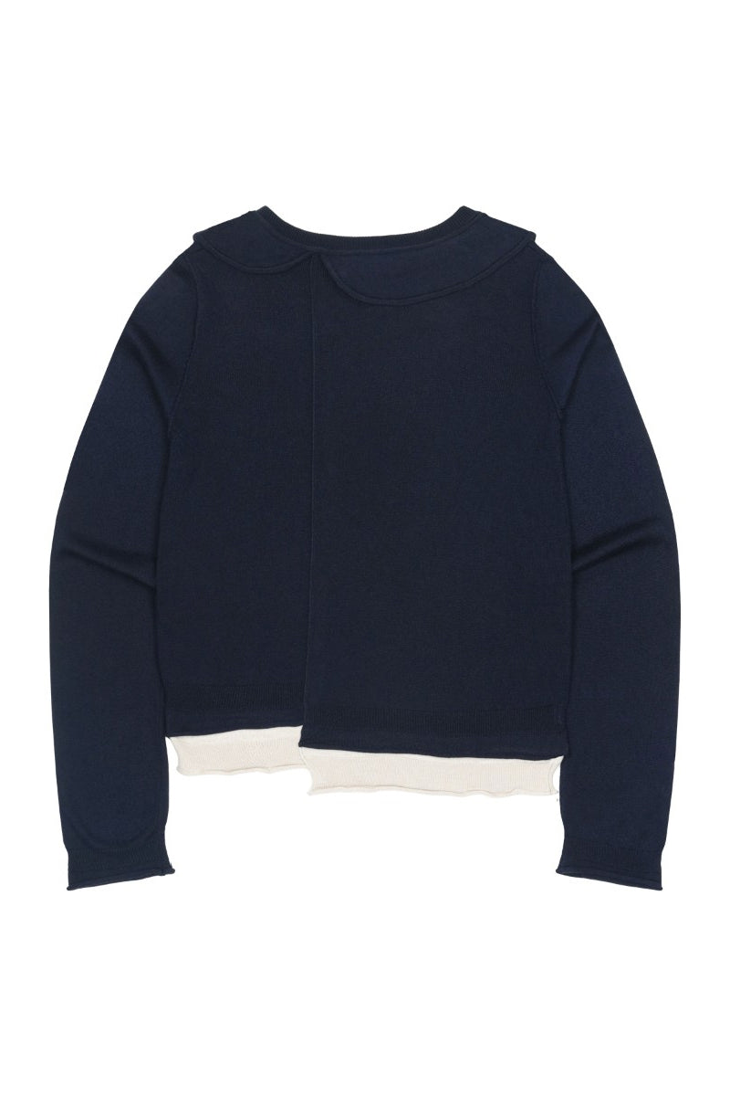 ROUND COLLAR KNIT CARDIGAN / NAVY