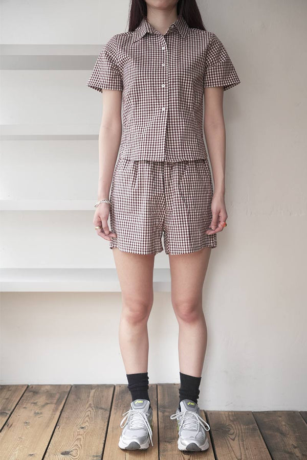 DAWSON SHORT / BROWN GINGHAM [20%OFF]