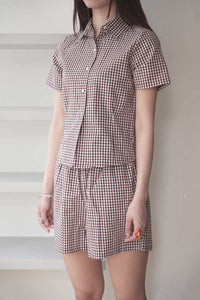 MARY TOP / BROWN GINGHAM