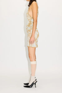 SLIP DRESS / YELLOW WALLPAPER JAQUARD