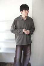 Load image into Gallery viewer, SUPER100S WOOL JERSEY L/S POLO / CHARCOAL