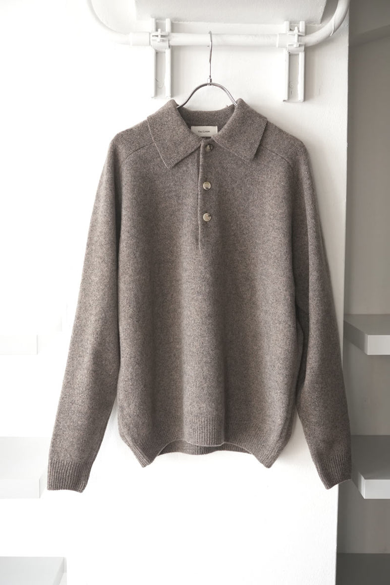 SADDLE SLEEVE POLO LAMS WOOL PALIN KNITTED / BROWN MELANGE