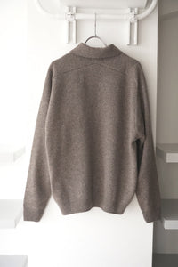 SADDLE SLEEVE POLO LAMS WOOL PALIN KNITTED / BROWN MELANGE