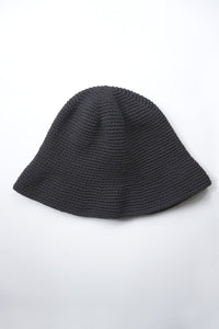 HAND MADE KNIT WOOL BALLOON HAT / BLACK