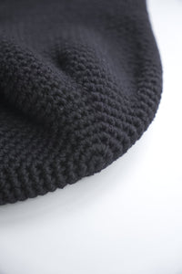 HAND MADE KNIT WOOL BALLOON HAT / BLACK