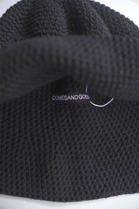 HAND MADE KNIT WOOL BALLOON HAT / BLACK