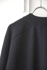 ZIP CREW NECK CARDIGAN LAMS WOOL PALIN KNITTED / NAVY