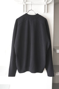 ZIP CREW NECK CARDIGAN LAMS WOOL PALIN KNITTED / NAVY