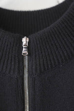 画像をギャラリービューアに読み込む, ZIP CREW NECK CARDIGAN LAMS WOOL PALIN KNITTED / NAVY