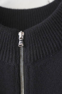 ZIP CREW NECK CARDIGAN LAMS WOOL PALIN KNITTED / NAVY
