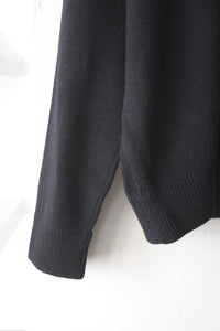 ZIP CREW NECK CARDIGAN LAMS WOOL PALIN KNITTED / NAVY
