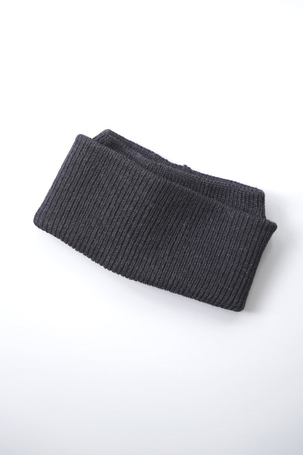 WOOL FLAP HEADBAND & NECK WARMER / CHARCOAL