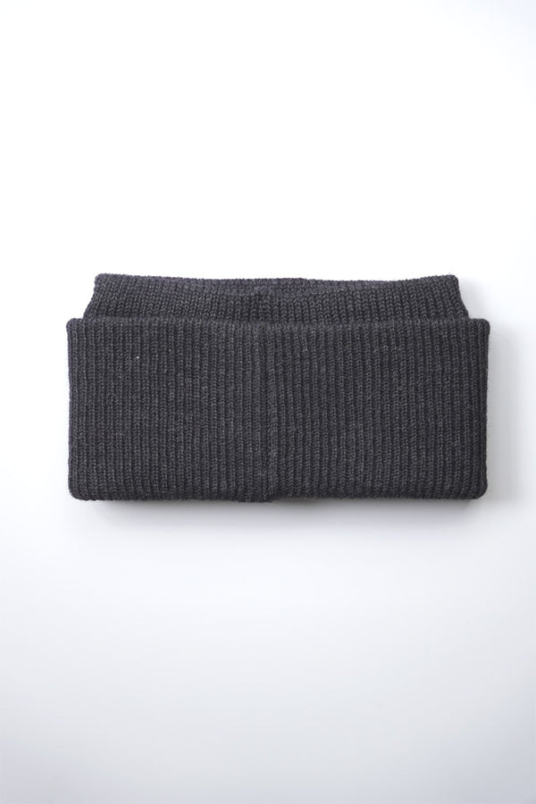 WOOL FLAP HEADBAND & NECK WARMER / CHARCOAL
