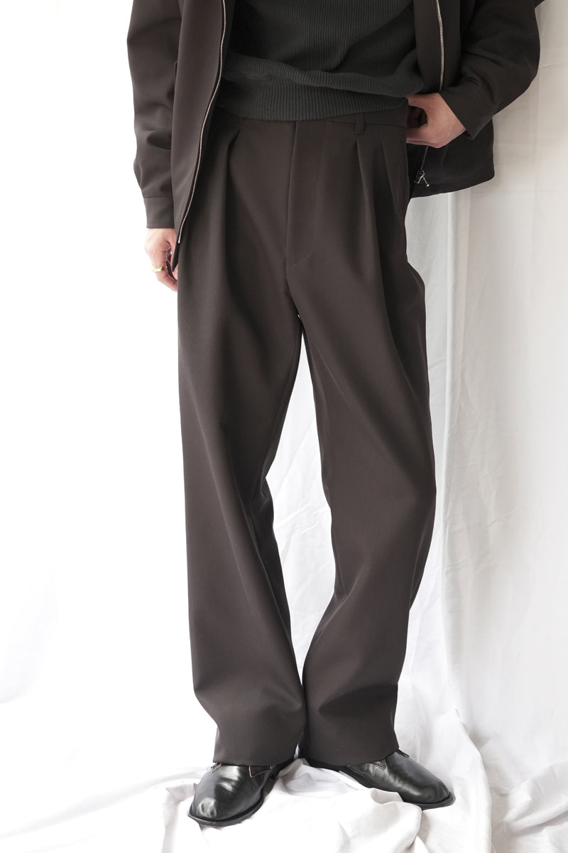 2 PLEATS TROUSER LAMBS WOOL FLANNEL / STONE [Kobe store]