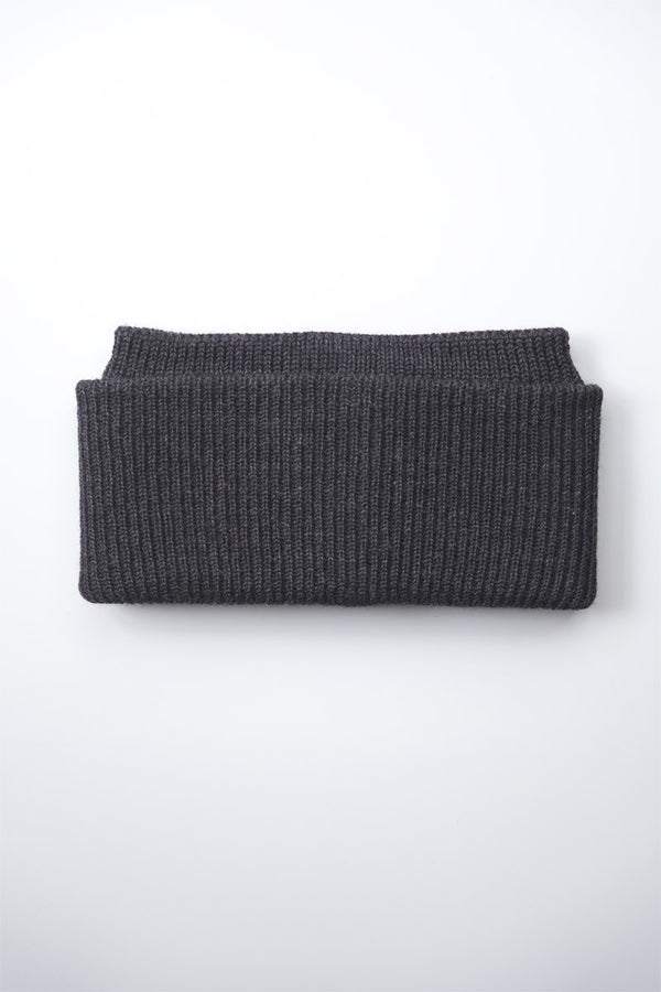 WOOL FLAP HEADBAND & NECK WARMER / CHARCOAL
