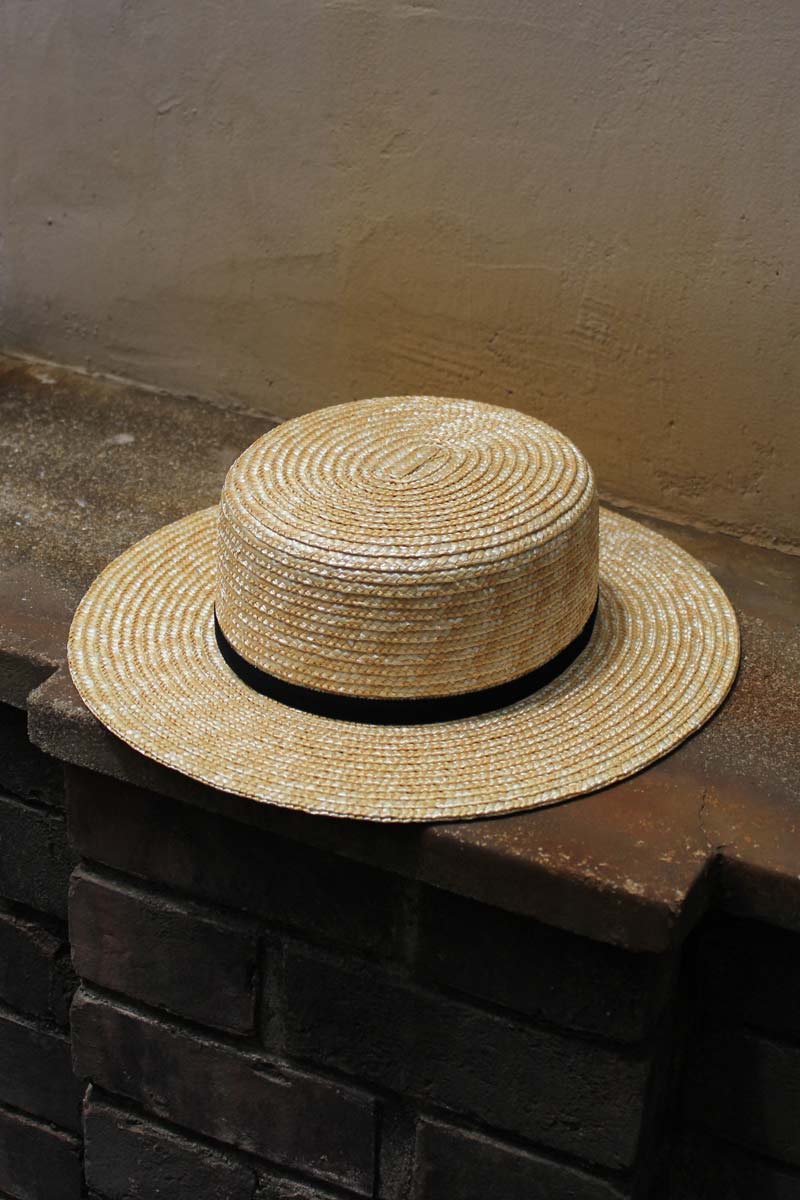 10mm WHEAT BRAID BOATER HAT / NATURAL 