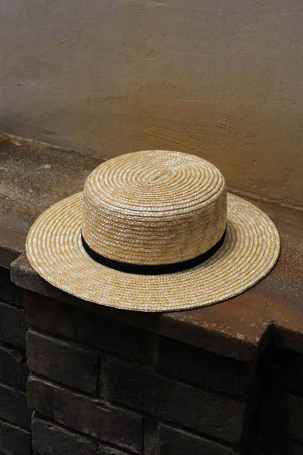 10mm WHEAT BRAID BOATER HAT / NATURAL 