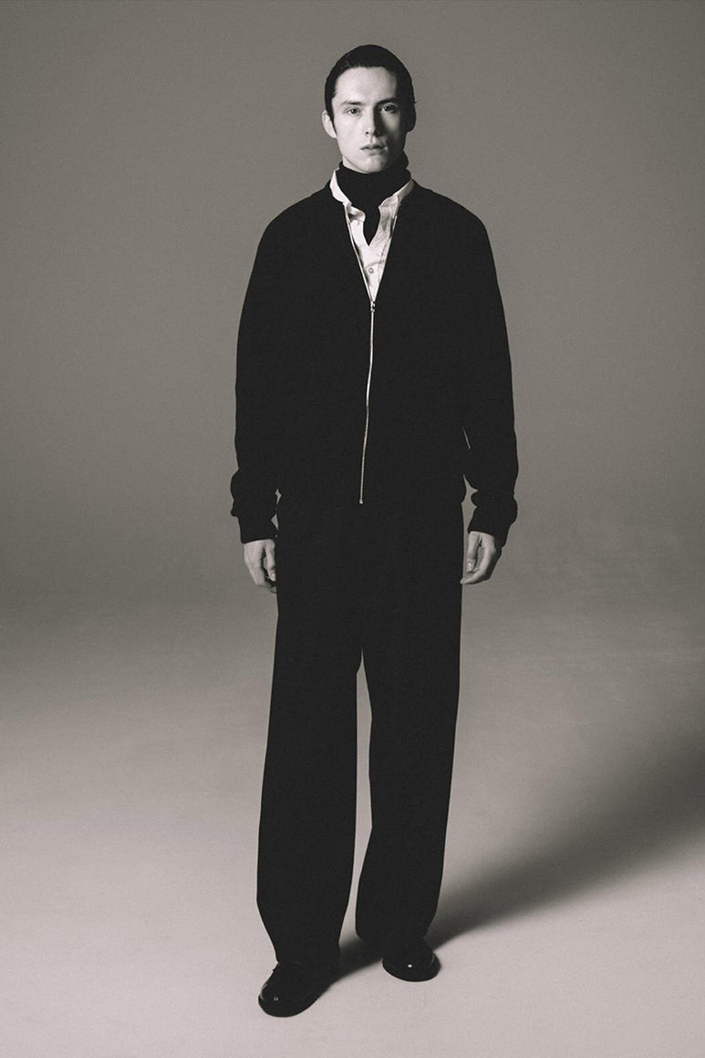 ZIP CREW NECK CARDIGAN LAMS WOOL PALIN KNITTED / NAVY