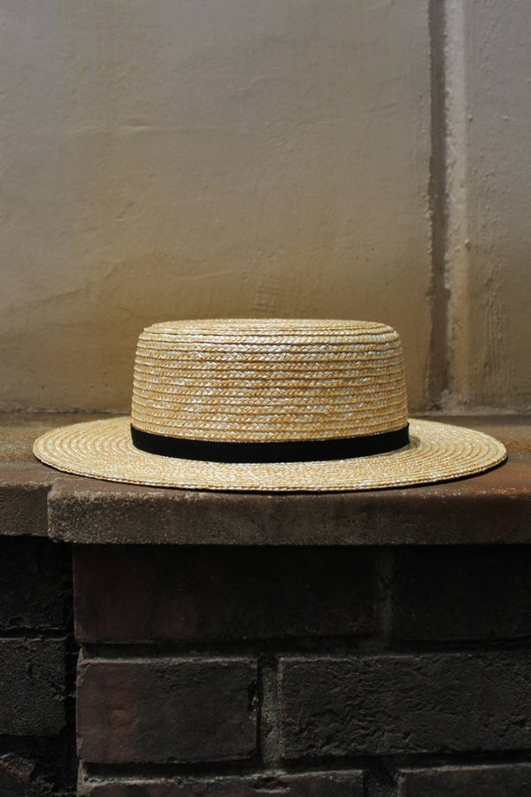 10mm WHEAT BRAID BOATER HAT / NATURAL 