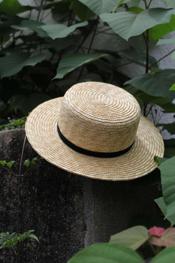 10mm WHEAT BRAID BOATER HAT / NATURAL 