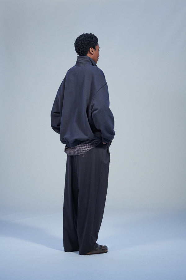 HALF ZIP SWEAT - HEAVY LOOP BACK / DARK GREY