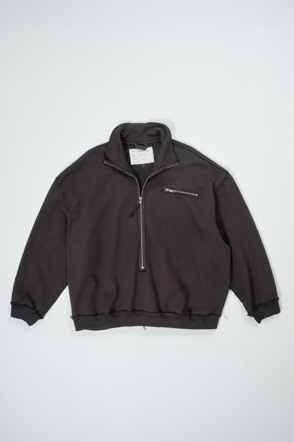 HALF ZIP SWEAT - HEAVY LOOP BACK / DARK GREY