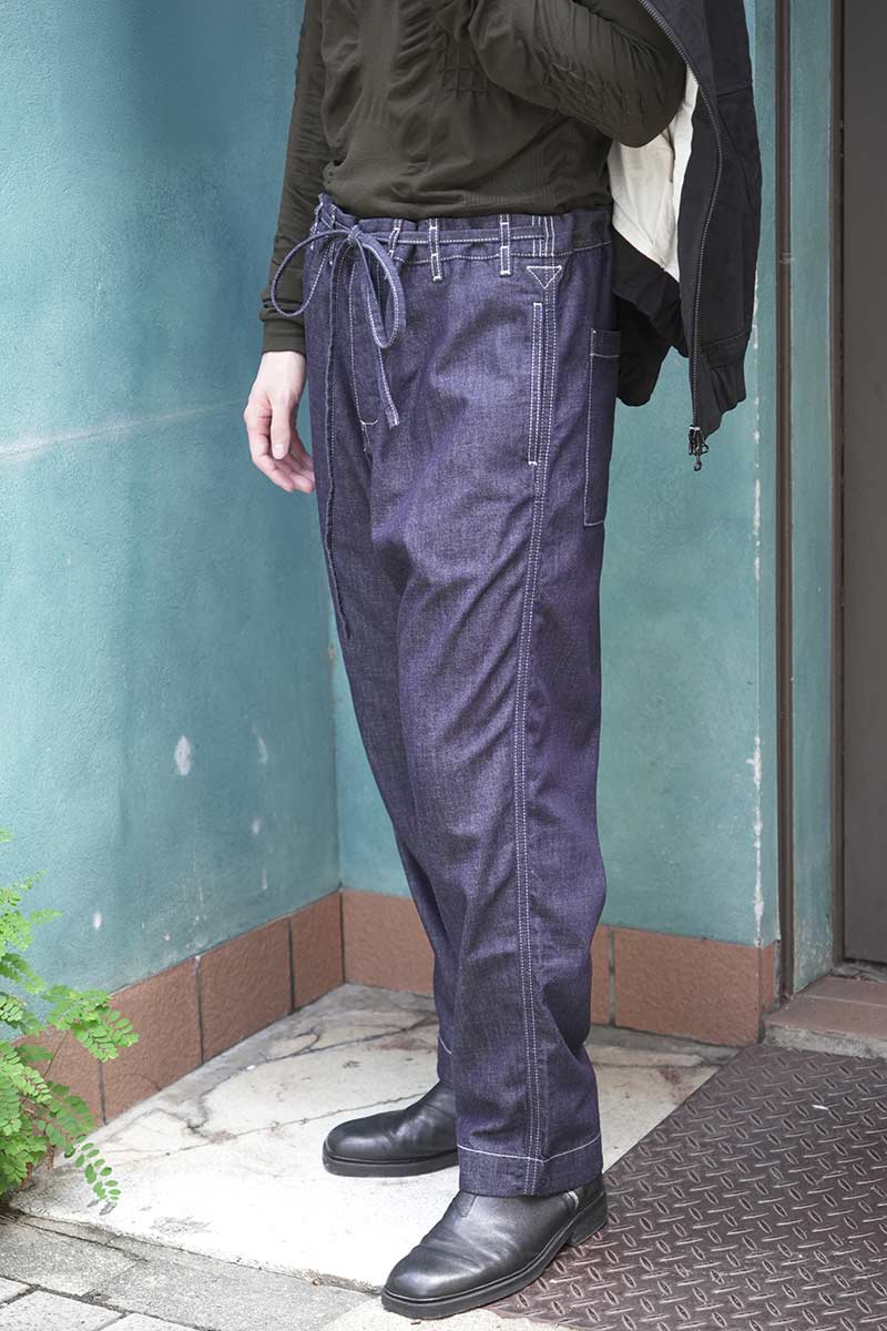 CASEY CASEY |TIE ME UP PANT-DENIM L / INDIGO イージーテーパード