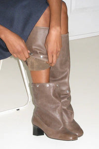 JOLIE SNAPS DETACHABLE LEATHER BOOTS / BROWN