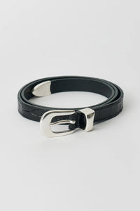 2CM BELT / LICORICE CROC BULL HIDE