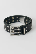 画像をギャラリービューアに読み込む, STUDDED DOUBLE TONGUE BELT / FLUCKING BLACK LEATHER