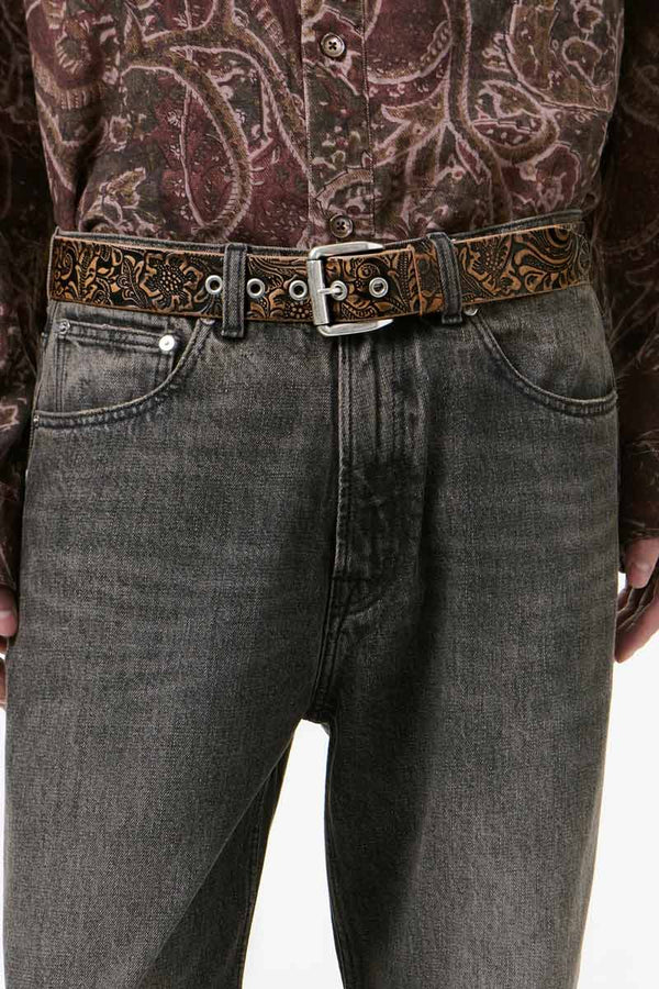 4CM BELT / PAISLEY BLACK VINTAGE LEATHER