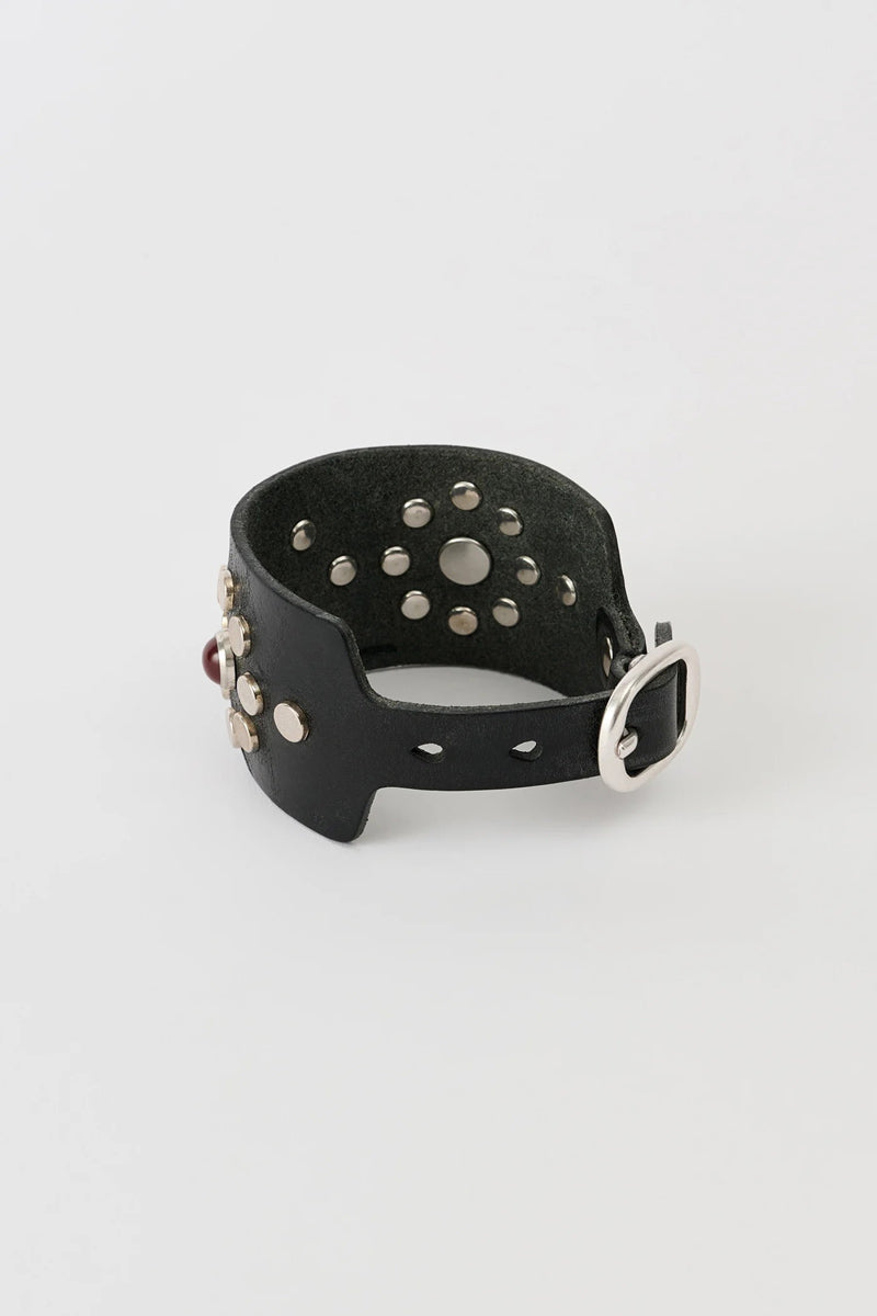 BLOSSOM BRACELET / FLECKING BLACK LEATHER