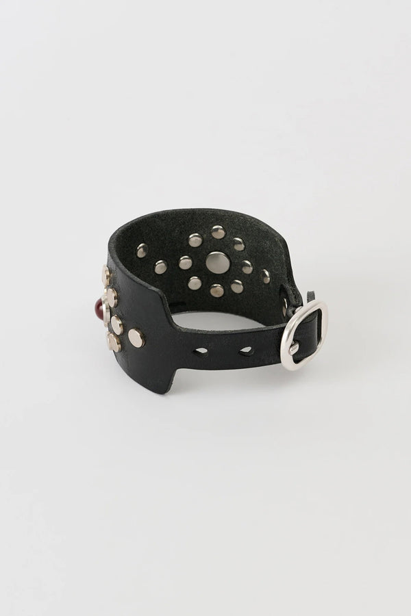 BLOSSOM BRACELET / FLECKING BLACK LEATHER