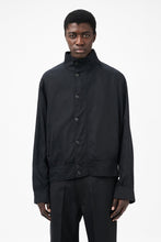 Load image into Gallery viewer, MOCK BOMBER / DRAPING BLACK LYOCELL