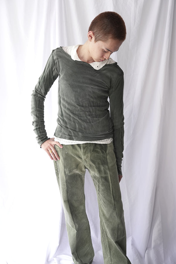 MOSS FOG BANANA TOP / WASHED DARK GREEN