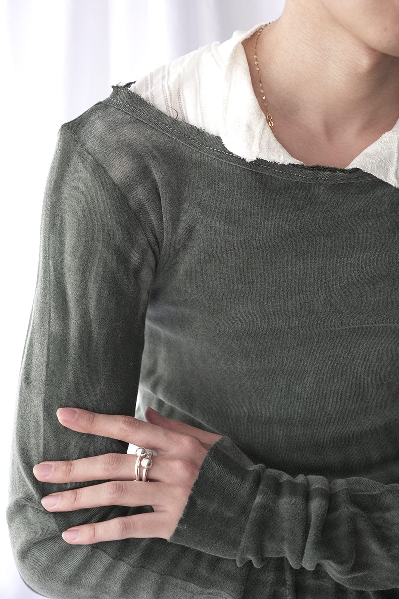 MOSS FOG BANANA TOP / WASHED DARK GREEN