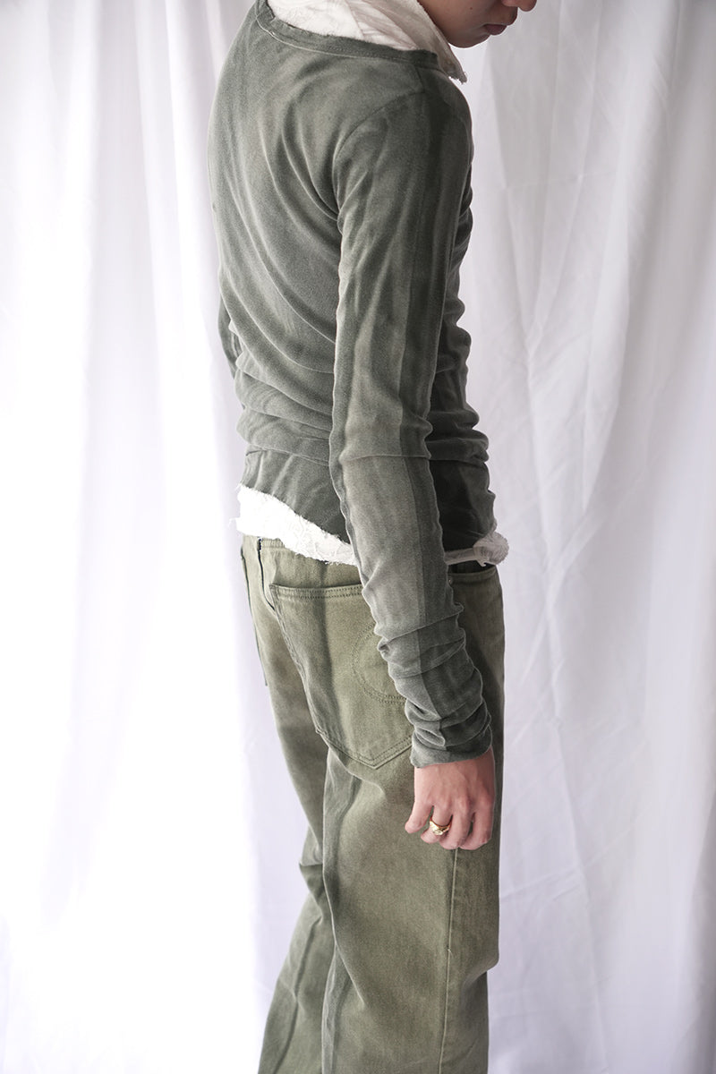 MOSS FOG BANANA TOP / WASHED DARK GREEN
