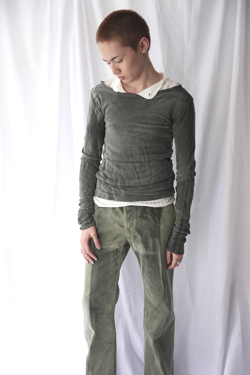 MOSS FOG BANANA TOP / WASHED DARK GREEN