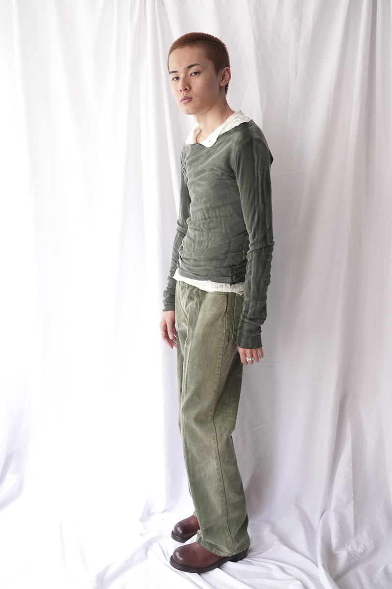 MOSS FOG BANANA TOP / WASHED DARK GREEN
