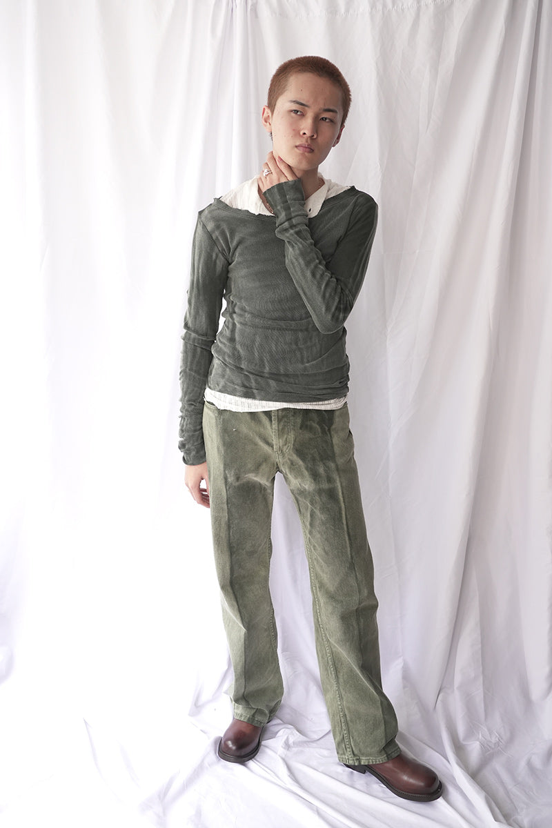 MOSS FOG BANANA TOP / WASHED DARK GREEN