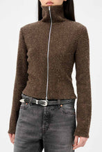 画像をギャラリービューアに読み込む, SLIM ZIP LONGSLEEVE / BROWN SPARSE BUCKLE WEAVE