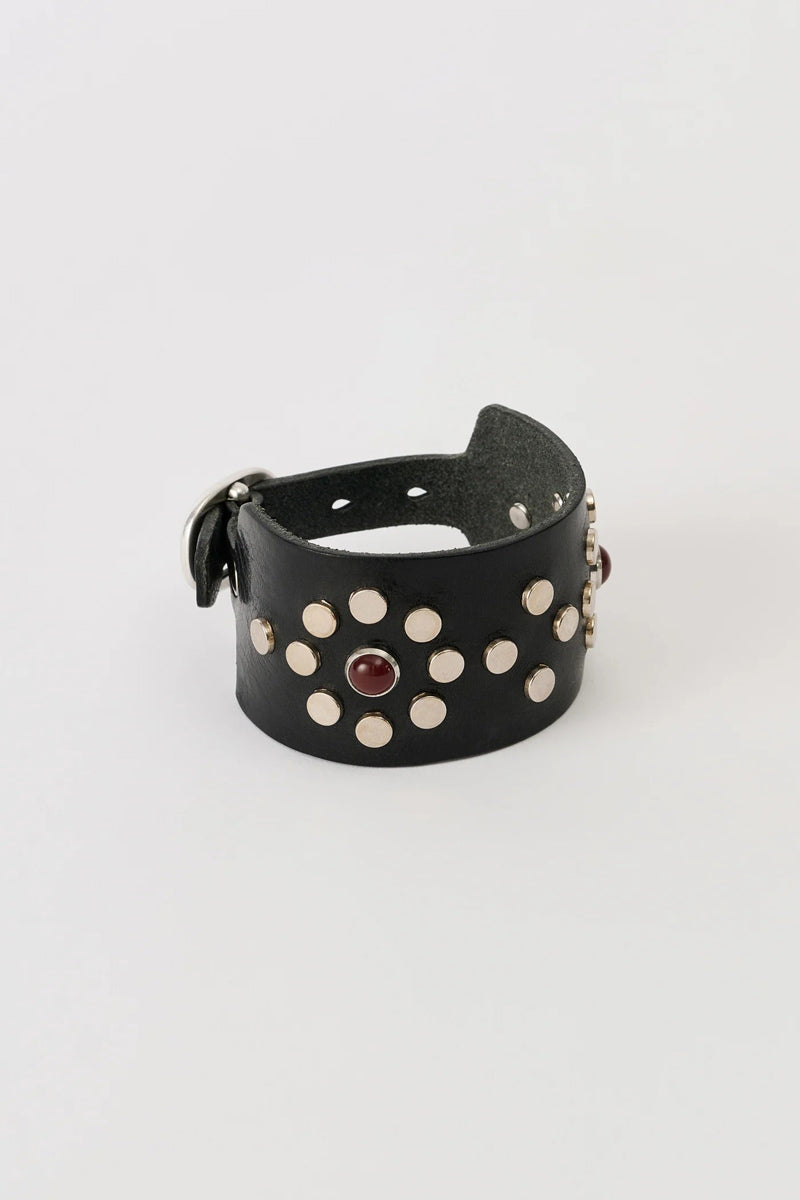 BLOSSOM BRACELET / FLECKING BLACK LEATHER
