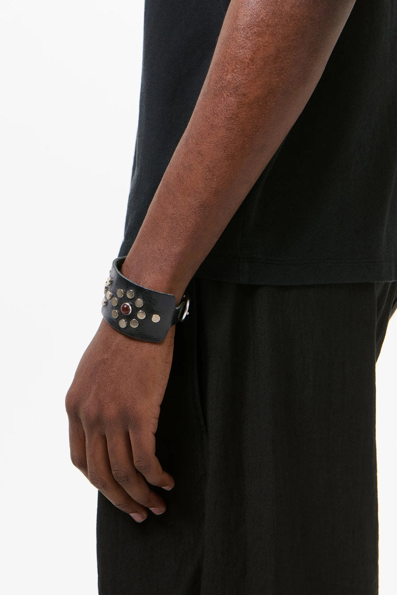 BLOSSOM BRACELET / FLECKING BLACK LEATHER