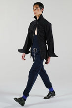 画像をギャラリービューアに読み込む, SHAWL COLLAR SHIRT ITH PEPLUM / NAVY GLITTER