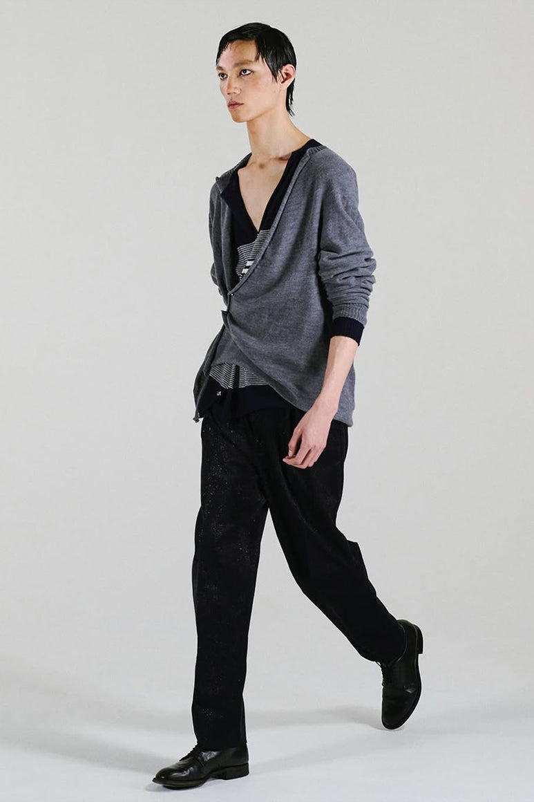 WIDE WAIST LOOP TROUSERS / NAVY GLITTER