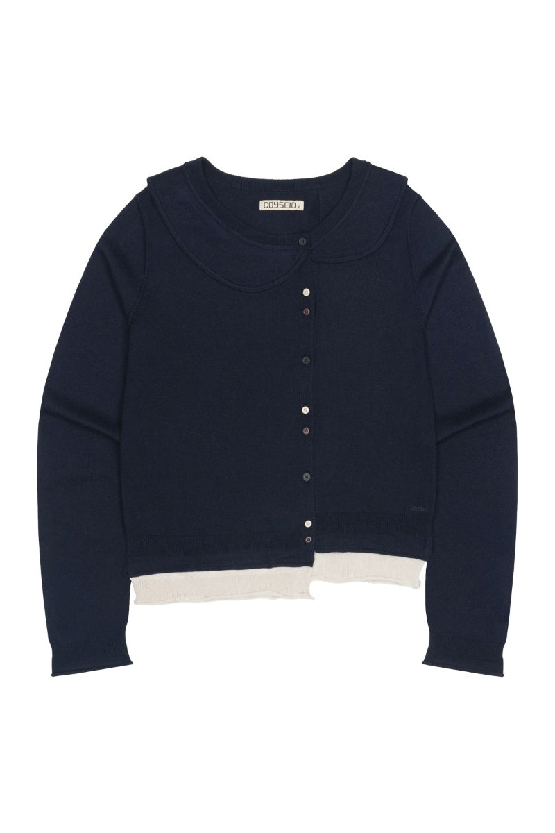 ROUND COLLAR KNIT CARDIGAN / NAVY