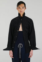 画像をギャラリービューアに読み込む, SHAWL COLLAR SHIRT ITH PEPLUM / NAVY GLITTER