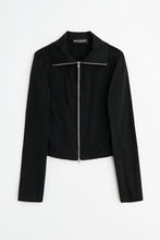 Load image into Gallery viewer, SLIM ZIP LONGSLEEVE / COAL ESSENTIAL RIB