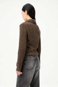 SLIM ZIP LONGSLEEVE / BROWN SPARSE BUCKLE WEAVE